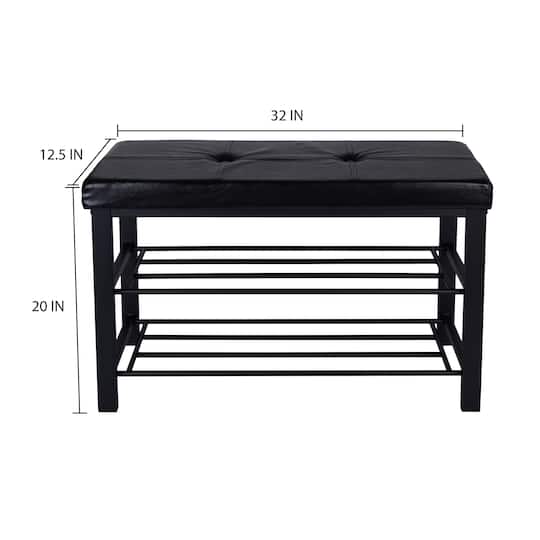 Simplify Black Entryway Bench with Shoe Storage